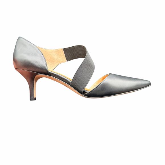 Corso Como Black Leather Kitten Heels Crisscross Strap Pumps 11M - Picture 8 of 12